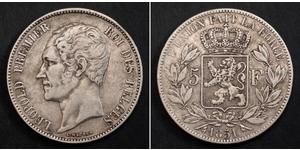 5 Franc Belgium Silver Leopold I of Belgium (1790-1865)