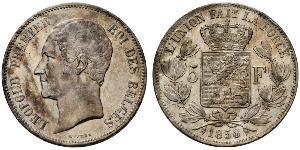 5 Franc Belgium Silver Leopold I of Belgium (1790-1865)