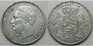 5 Franc Belgium Silver Leopold II of Belgium(1835 - 1909)