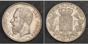 5 Franc Belgium Silver Leopold II of Belgium(1835 - 1909)