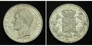 5 Franc Belgium Silver Leopold I of Belgium (1790-1865)