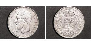 5 Franc Belgium Silver Leopold II of Belgium(1835 - 1909)