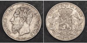 5 Franc Belgium Silver Leopold II of Belgium(1835 - 1909)