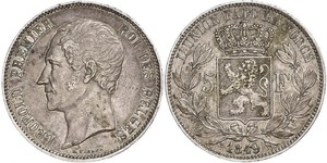 5 Franc Belgium Silver Leopold I of Belgium (1790-1865)
