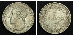 5 Franc Belgium Silver Leopold I of Belgium (1790-1865)