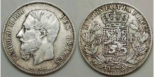 5 Franc Belgium Silver Leopold II of Belgium(1835 - 1909)