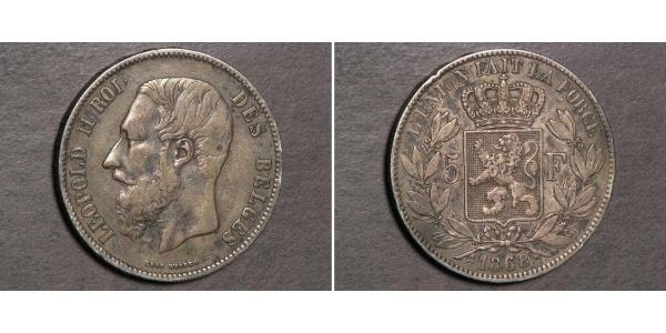 5 Franc Belgium Silver Leopold II of Belgium(1835 - 1909)