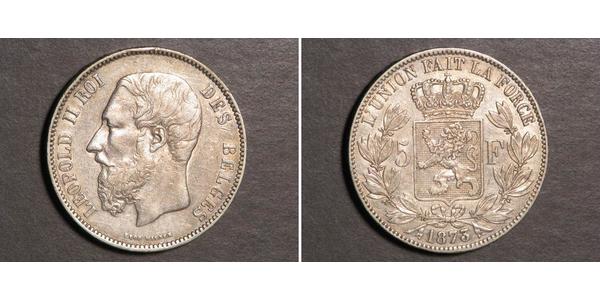 5 Franc Belgium Silver Leopold II of Belgium(1835 - 1909)