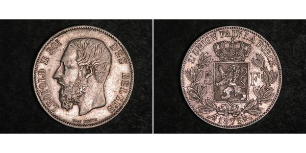 5 Franc Belgium Silver Leopold II of Belgium(1835 - 1909)