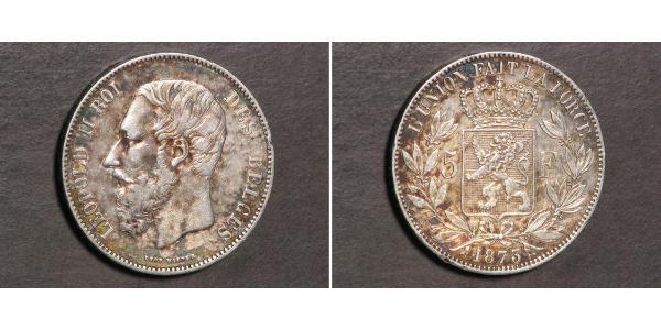 5 Franc Belgium Silver Leopold II of Belgium(1835 - 1909)