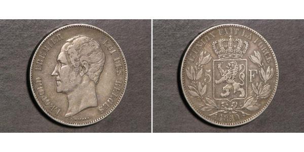 5 Franc Belgium Silver Leopold I of Belgium (1790-1865)