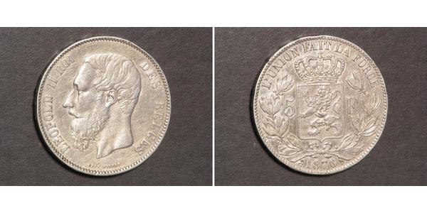 5 Franc Belgium Silver Leopold II of Belgium(1835 - 1909)