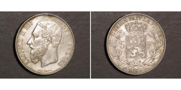 5 Franc Belgium Silver Leopold II of Belgium(1835 - 1909)