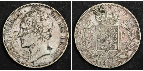 5 Franc Belgium Silver Leopold I of Belgium (1790-1865)