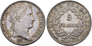 5 Franc First French Empire (1804-1814) Silver Napoleon (1769 - 1821)