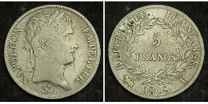 5 Franc First French Empire (1804-1814) Silver Napoleon (1769 - 1821)