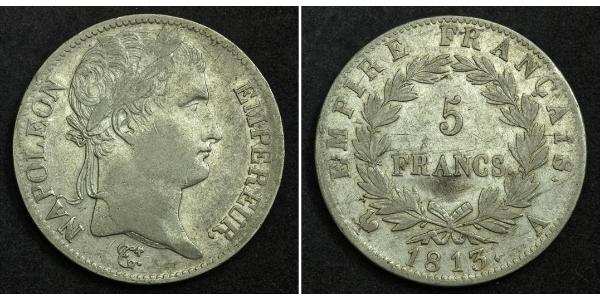 5 Franc First French Empire (1804-1814) Silver Napoleon (1769 - 1821)