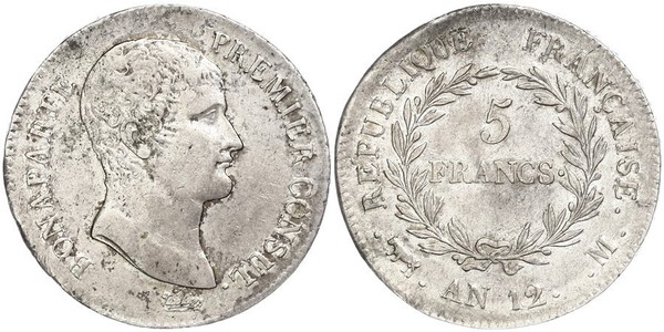 5 Franc First French Empire (1804-1814) Silver Napoleon (1769 - 1821)