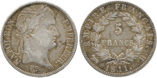 5 Franc First French Empire (1804-1814) Silver Napoleon (1769 - 1821)