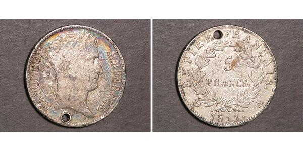 5 Franc First French Empire (1804-1814) Silver Napoleon (1769 - 1821)