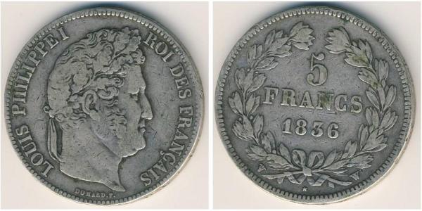 5 Franc France / July Monarchy (1830-1848) Silver Louis Philippe I of France (1773 -1850)