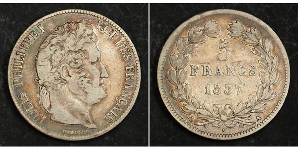 5 Franc France / July Monarchy (1830-1848) Silver Louis Philippe I of France (1773 -1850)