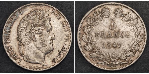 5 Franc France / July Monarchy (1830-1848) Silver Louis Philippe I of France (1773 -1850)