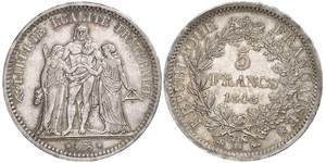 5 Franc French Second Republic (1848-1852) Silver 