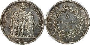 5 Franc French Second Republic (1848-1852) Silver 