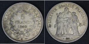 5 Franc French Second Republic (1848-1852) Silver 