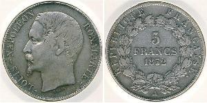 5 Franc French Second Republic (1848-1852) Silver Napoleon III (1808-1873)