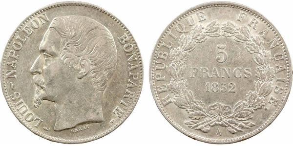 5 Franc French Second Republic (1848-1852) Silver Napoleon III (1808-1873)