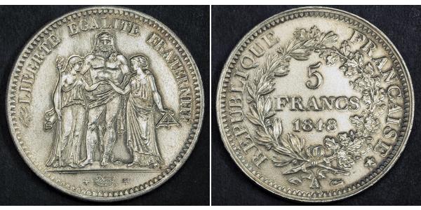 5 Franc French Second Republic (1848-1852) Silver 