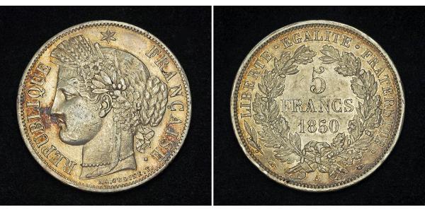5 Franc French Second Republic (1848-1852) Silver 