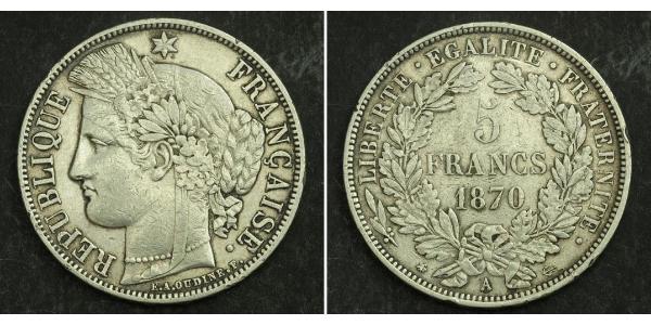 5 Franc French Second Republic (1848-1852) Silver 