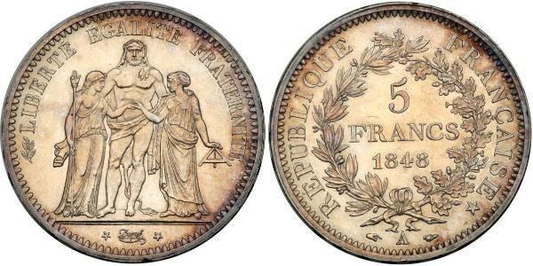 5 Franc French Second Republic (1848-1852) Silver 