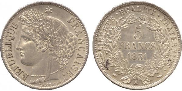 5 Franc French Second Republic (1848-1852) Silver 