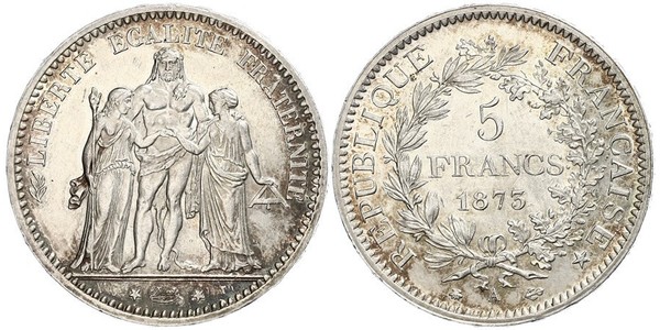 5 Franc French Third Republic (1870-1940)  Silver 