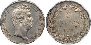 5 Franc July Monarchy (1830-1848) Silver Louis Philippe I of France (1773 -1850)