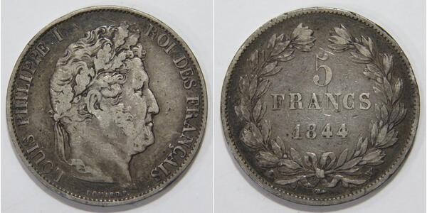 5 Franc July Monarchy (1830-1848) Silver Louis Philippe I of France (1773 -1850)