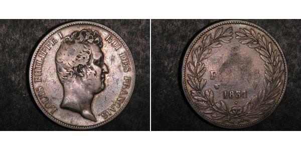 5 Franc July Monarchy (1830-1848) Silver Louis Philippe I of France (1773 -1850)