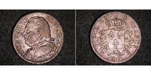 5 Franc Kingdom of France (1815-1830) Silver Louis XVIII of France (1755-1824)