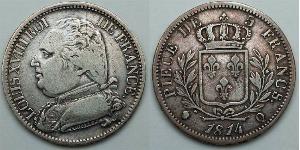5 Franc Kingdom of France (1815-1830) Silver Louis XVIII of France (1755-1824)