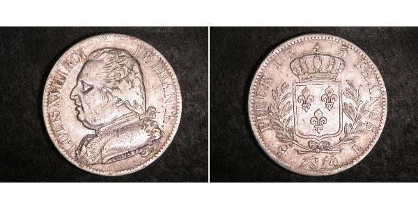 5 Franc Kingdom of France (1815-1830) Silver Louis XVIII of France (1755-1824)