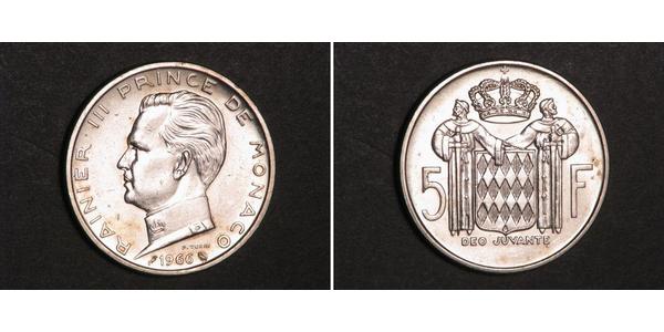 5 Franc Monaco Silver Rainier III, Prince of Monaco