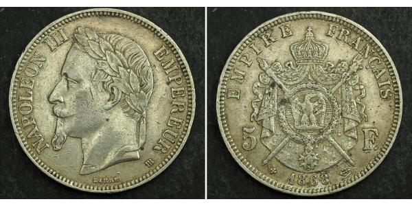 5 Franc Second French Empire (1852-1870) Silver Napoleon III (1808-1873)