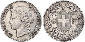 5 Franc Switzerland Silver 