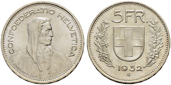 5 Franc Switzerland Silver 