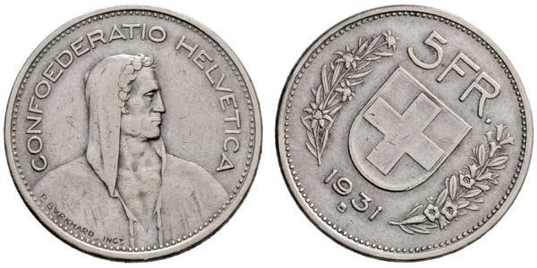 5 Franc Switzerland Silver 