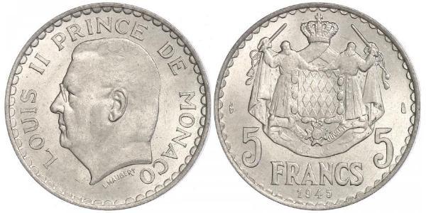 5 Franc Monaco  路易二世 (摩纳哥) (1870 - 1949)